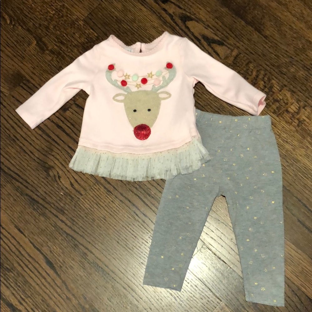 Mud Pie Baby Girls' Holiday Reindeer TopandLegging